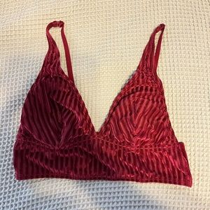 Victorias Secret Velvet striped red bralette size Large